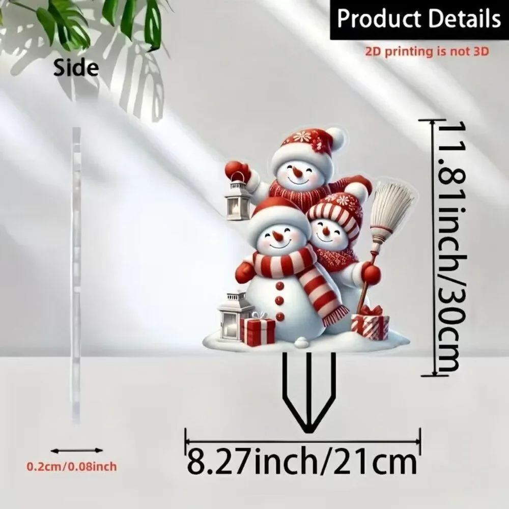 2D Festive Holiday Christmas Snowman Family with Presents Garden Outdoor Stake